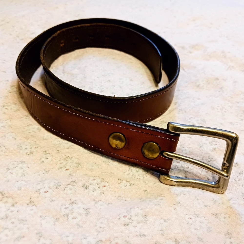 Men's brown cowboy leather belt
